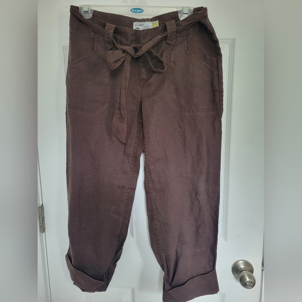 Linen tie waste pants.